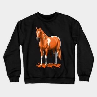 Funny Orange Dripping Wet Paint Pinto Horse Crewneck Sweatshirt